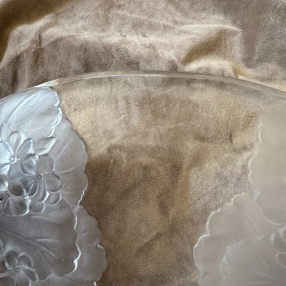 GUC Vintage Mikasa Hoya Crystal‎ Floral Motif Oval Serving Tray 13